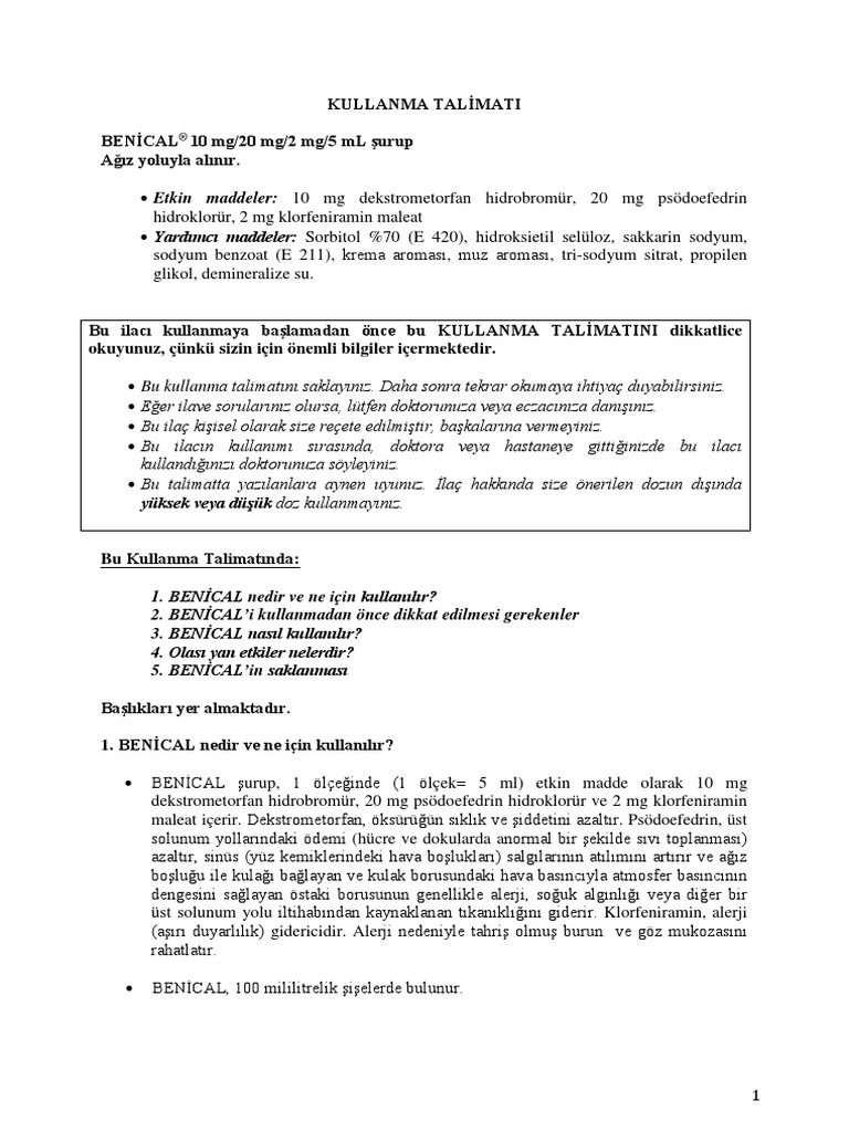Benical Surup KT | PDF