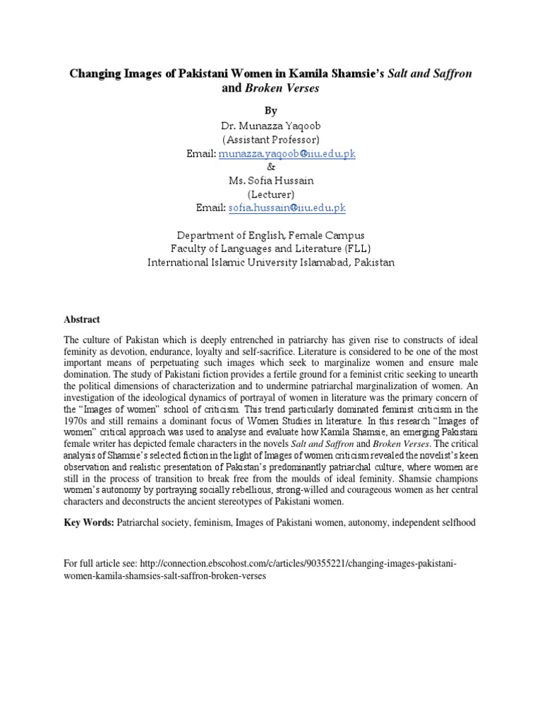 Changing Images of Pakistani Women in Ka | PDF | Patriarchy | Gender ...