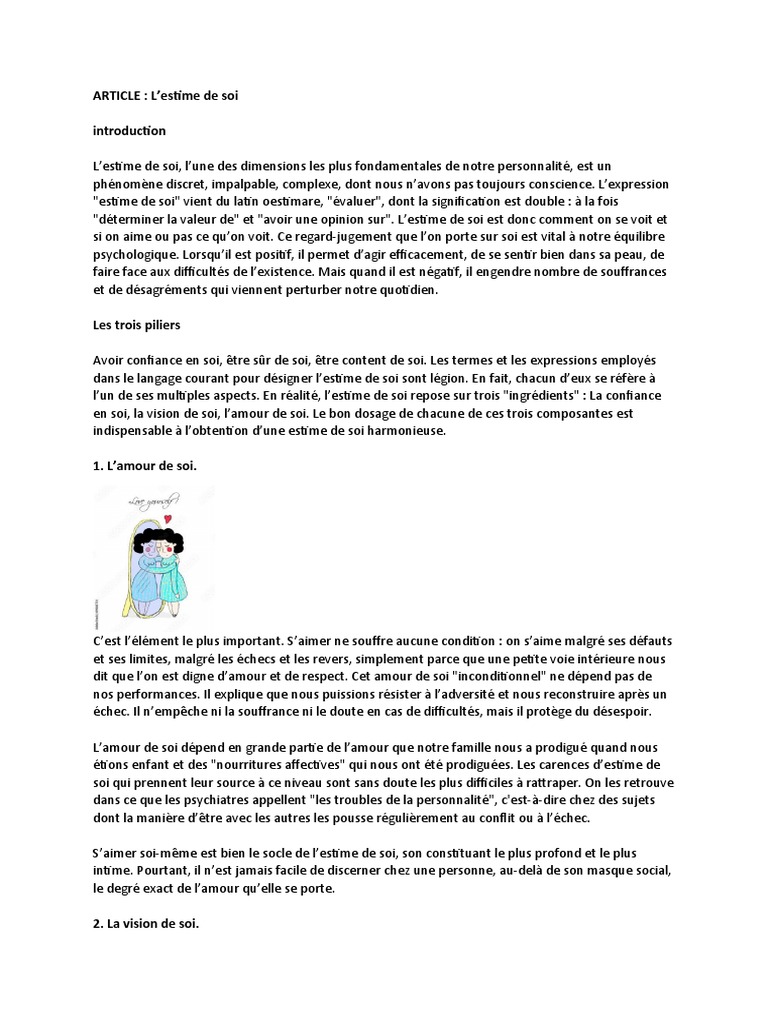 Les Piliers de L Estime de Soi | PDF | Estime de soi | Amour
