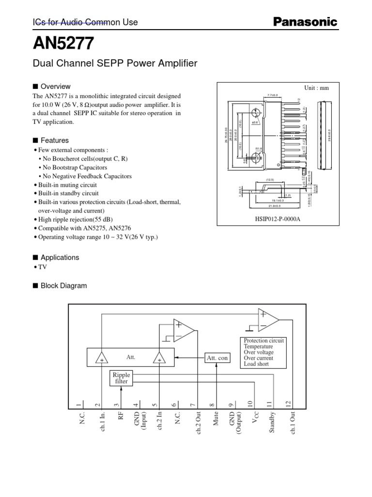 AN5277 Dual Channel Amplifier Overview | PDF | Amplifier