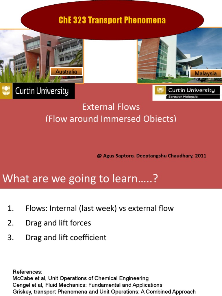 ChE 323 - Lecture Note 5 External Flow | PDF | Drag (Physics) | Fluid ...
