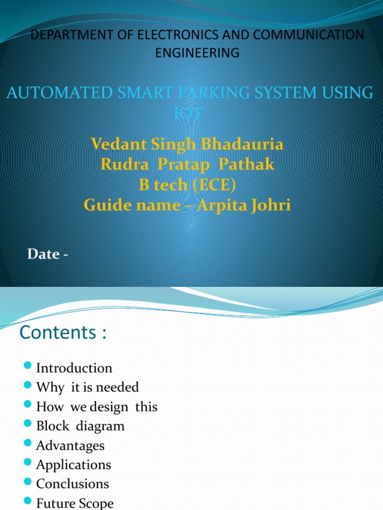 Presentation On Automatic Parking System Using Iot | PDF