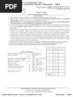 Cbse Physics INBO Olympiad Question Papers 2019 English