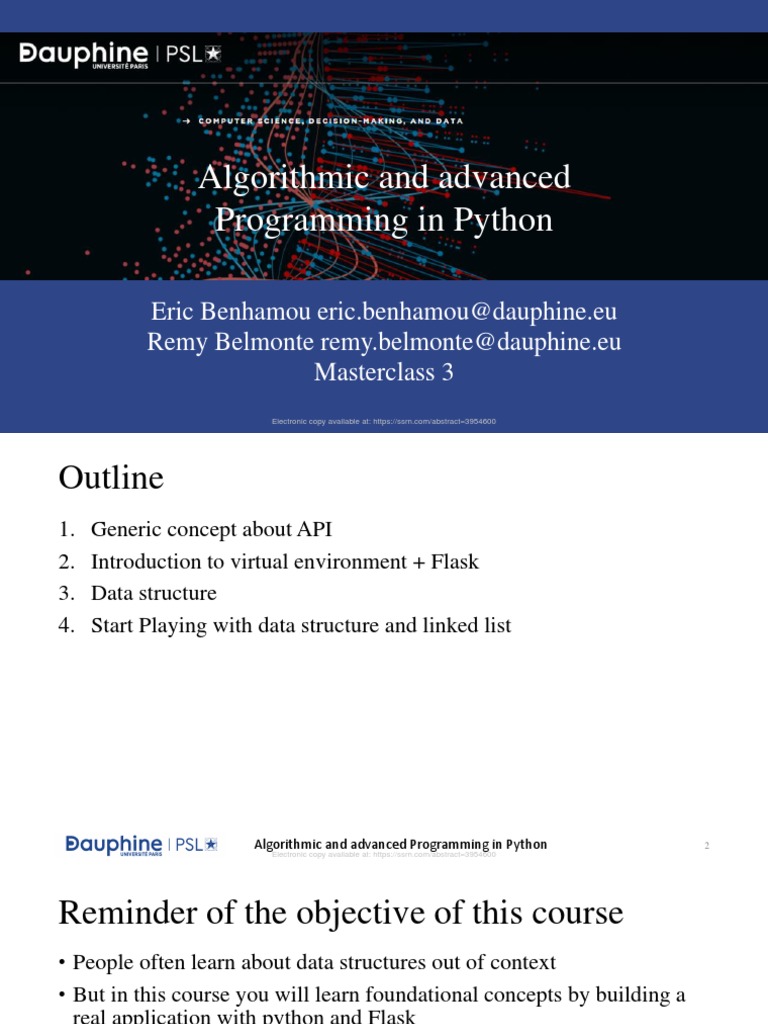 Algorithmic and Advanced Programming in Python - Syllabus in Computer ...