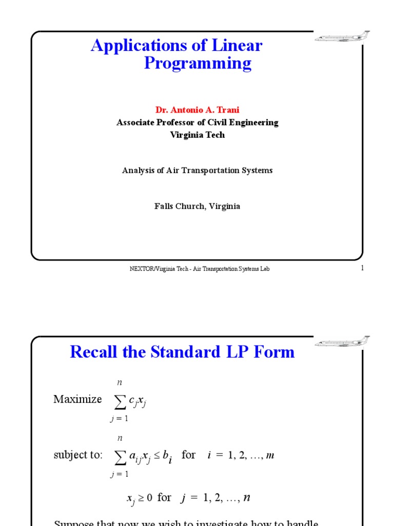 Applications Linear Programming | PDF | Air Traffic Control | Aviation