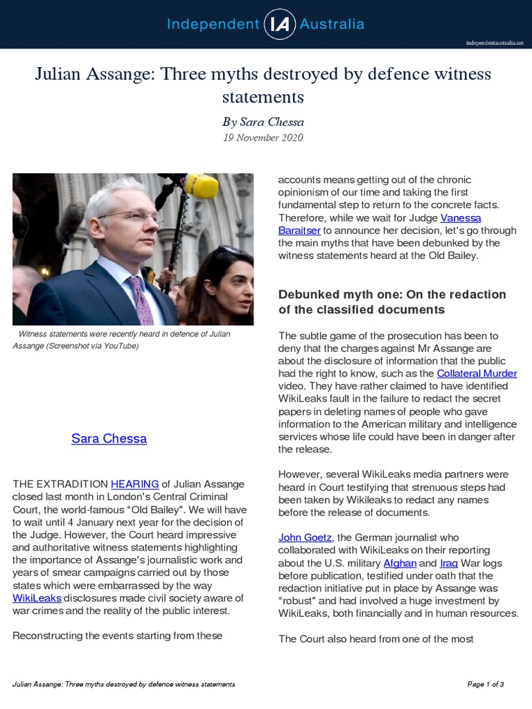 IA Article Defence Witness Statements 19 November 2020 | PDF | Julian ...