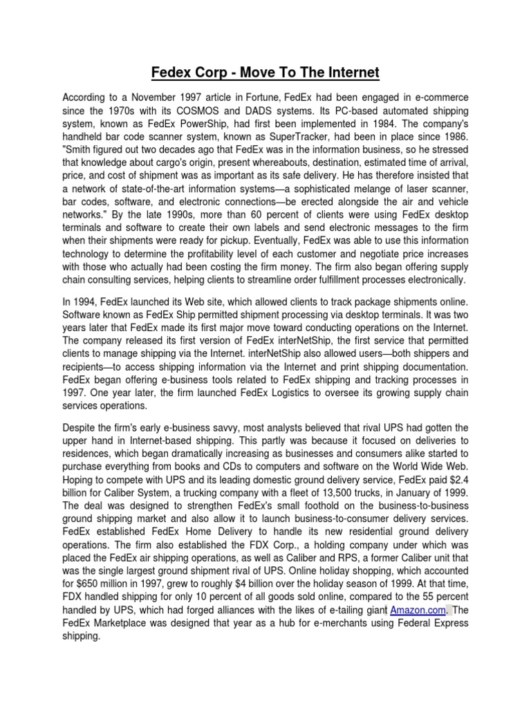 FEDEX Case | PDF | Fed Ex | United Parcel Service