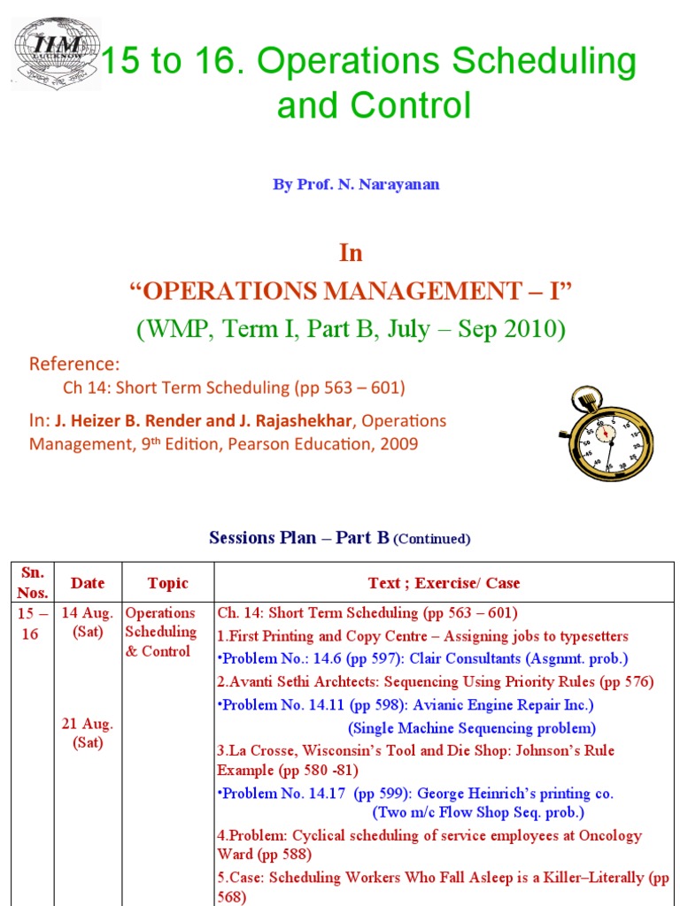 15 To 16. Operations Scheduling and Control - Ud 19 August 2010 | PDF ...