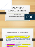 Malaysian Legal System: Islamic Law Administration of Islamic Law in Malaysia