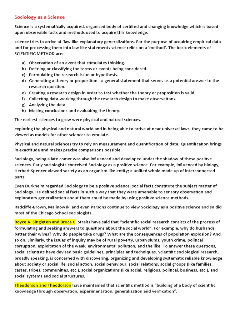Sociology as a science pdf scientific method science