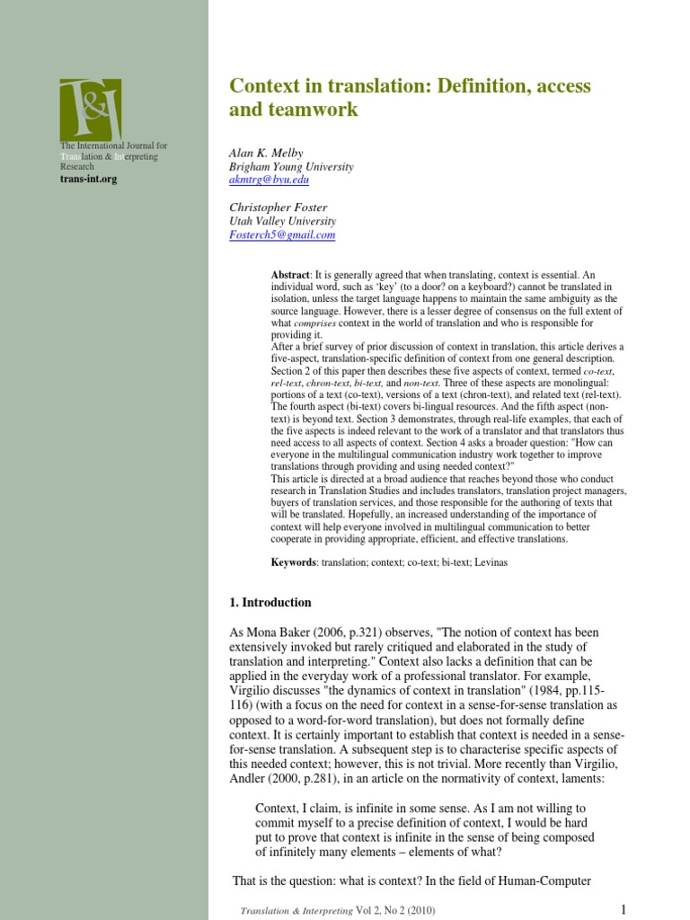 Context | PDF | Translations | Multilingualism
