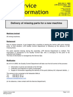 Service Information: Delivery of Missing Parts For A New Machine