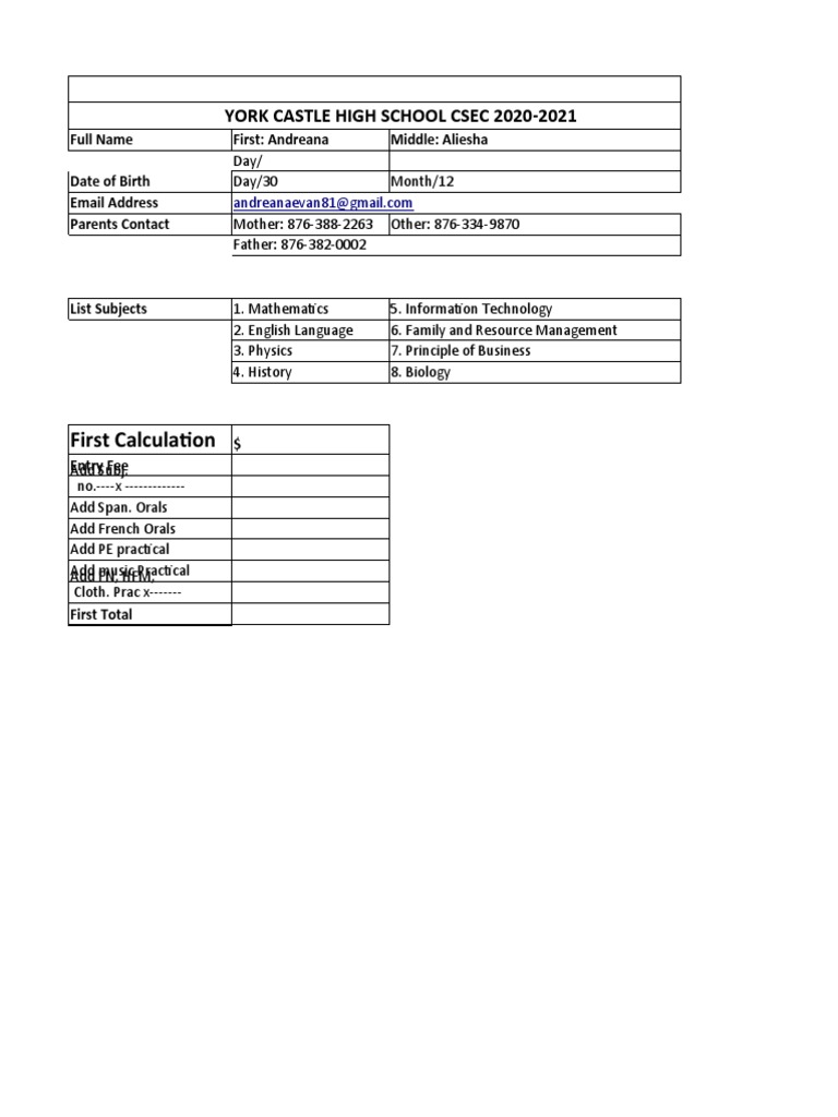 CSEC Data Sheet 2020-2021 | PDF