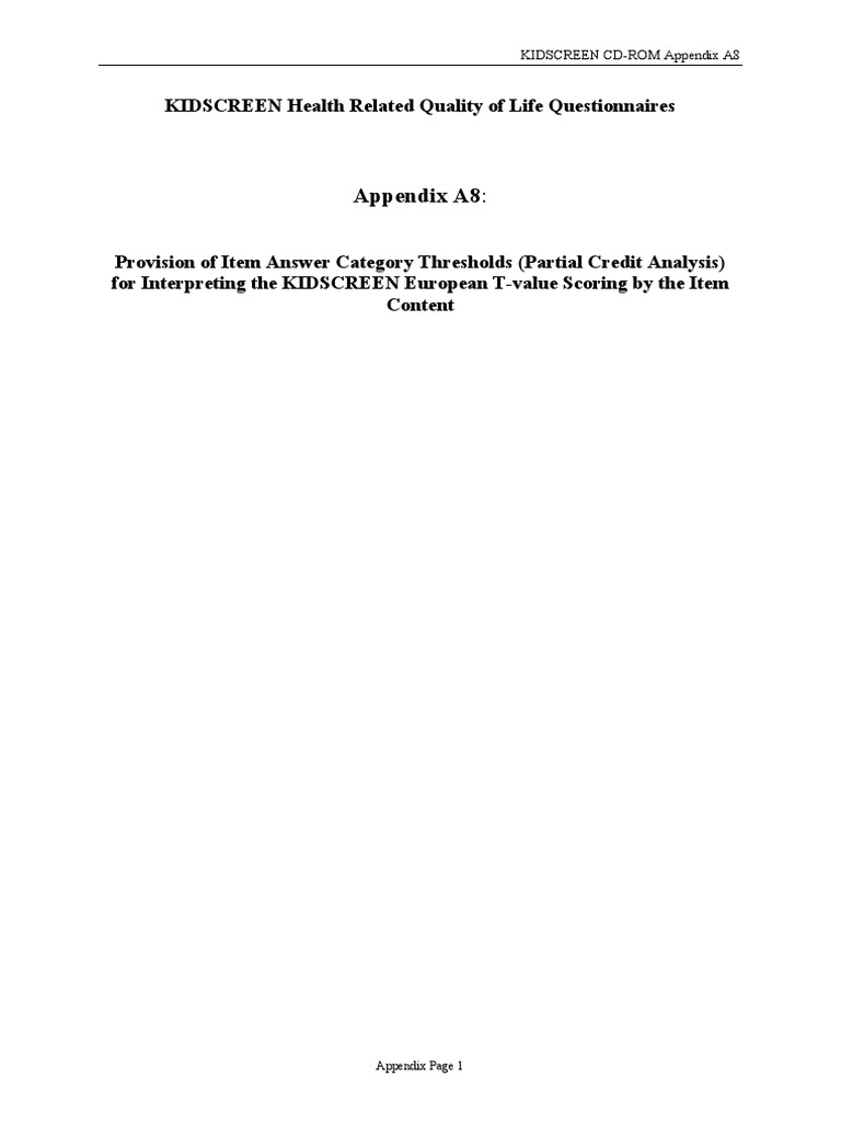 Kidscreen Appendix A6 | PDF | Human Nature