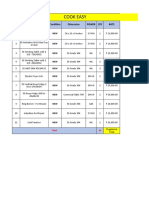 Cook Easy: SR No SKU Condition Dimension Power Qty Rate