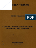 CHALHOUB Guerra Contra Os Cortiços 1850-1906