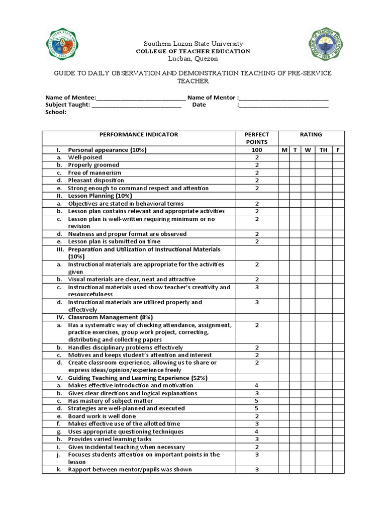Demo Teaching Evaluation Guide | PDF | Lesson Plan | Mentorship
