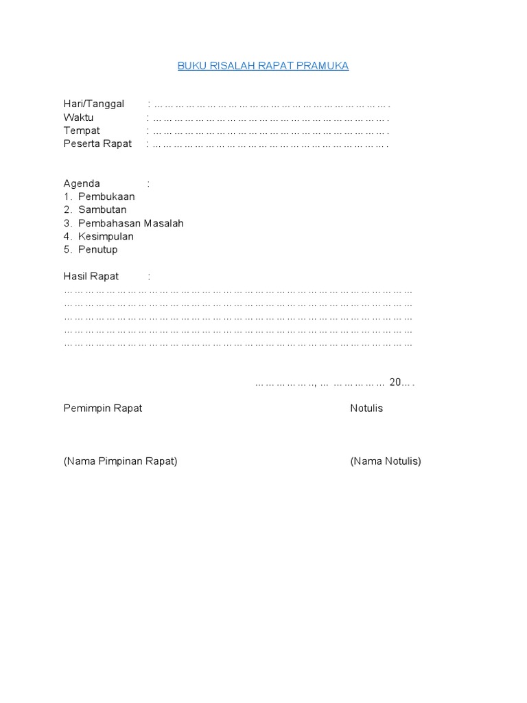 Buku Risalah Rapat Pramuka | PDF