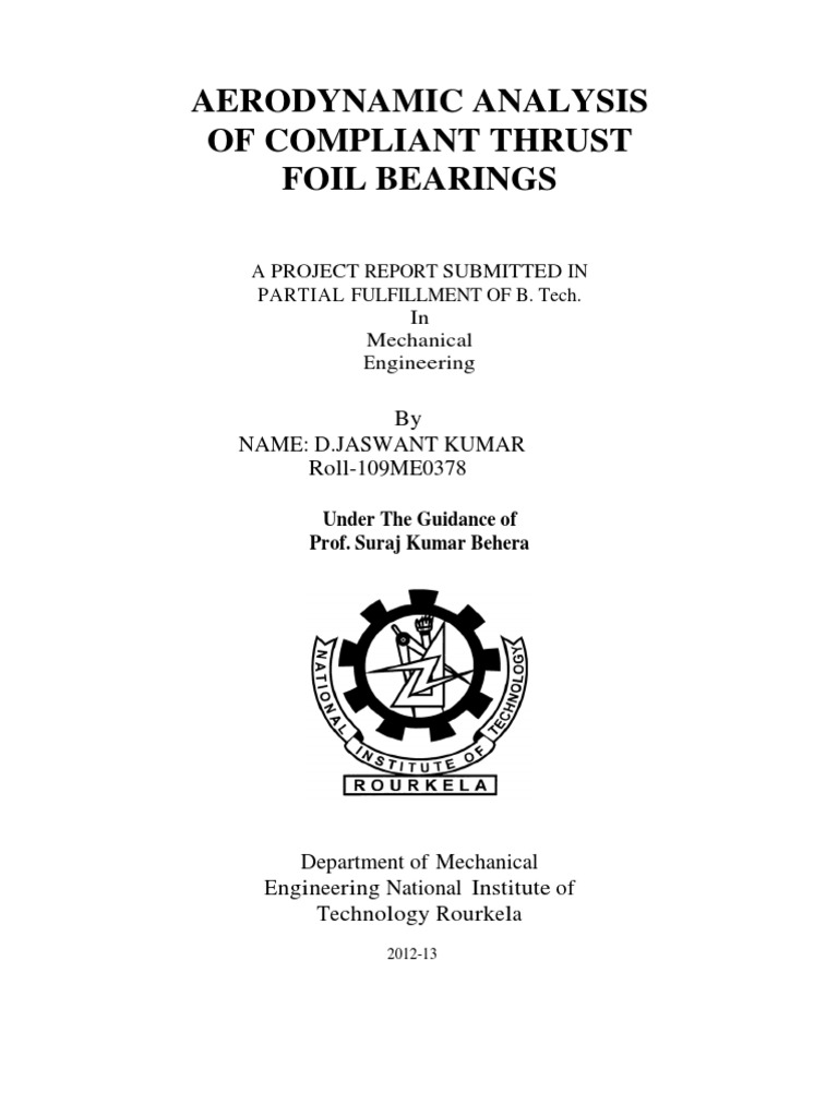 Aerodynamic Analysis of Compliant Thrust Foil Bearings by Name D
