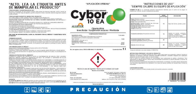 Ficha Técnica del Insecticida Cybor 10 EA | PDF | Agua subterránea | Agua