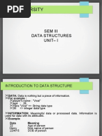 Gls University: Sem Iii Data Structures Unit - I