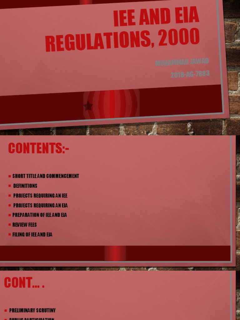 IEE AND EIA REGULATIONS 2000 2018Ag7883 PDF Environmental Impact