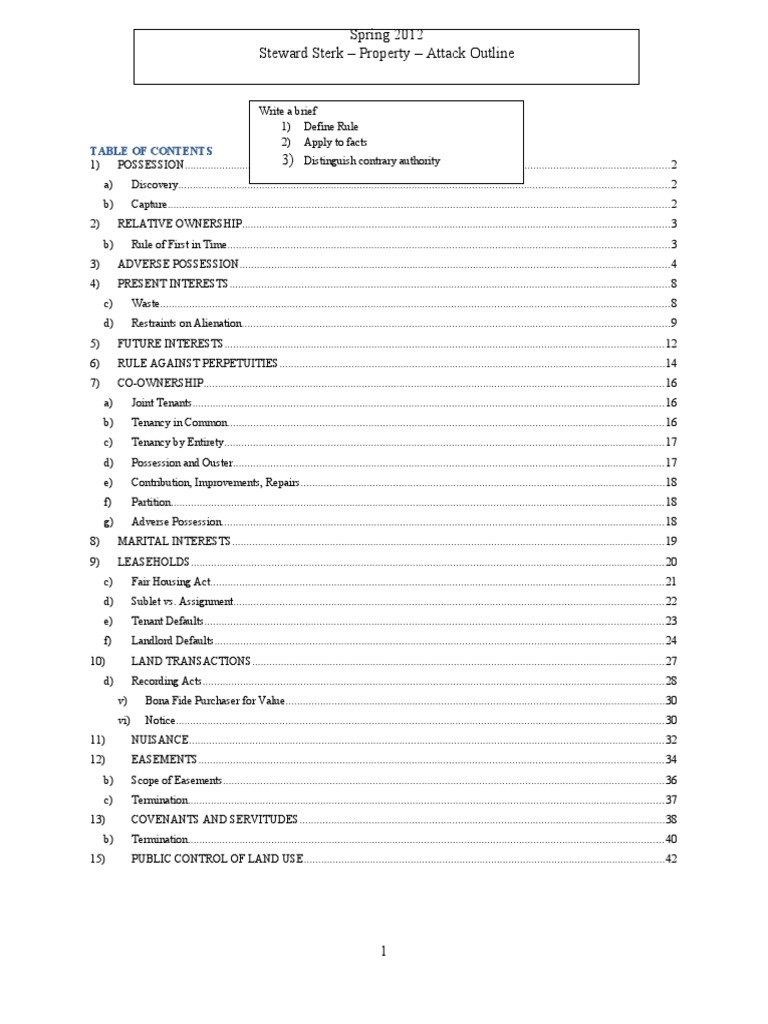 Spring 2012 Steward Sterk - Property - Attack Outline | PDF ...