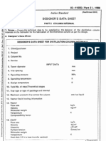 Designer's data sheet for distillation column internals