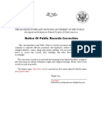 Notice of Public Records Correction