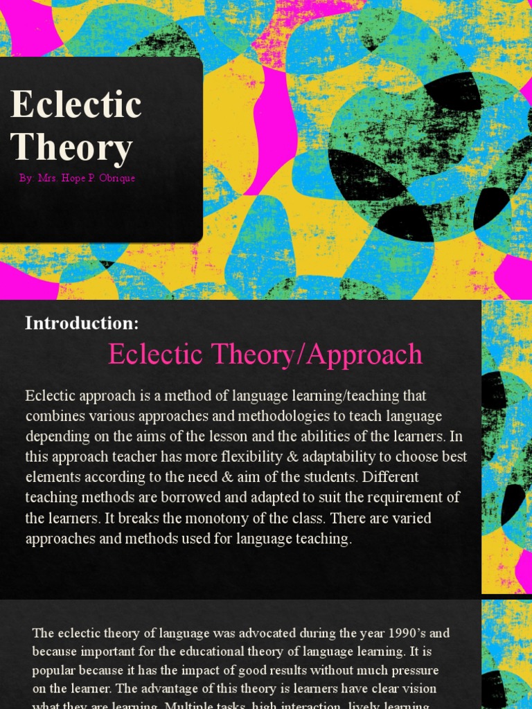 Eclectic Theory PDF Language Education Cognition