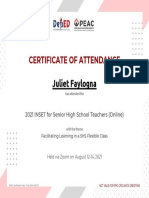 Certificate of Attendance: Juliet Faylogna
