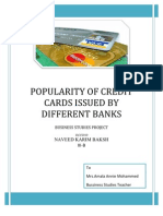 Popularity of Credit Cards Issued by Different Banks