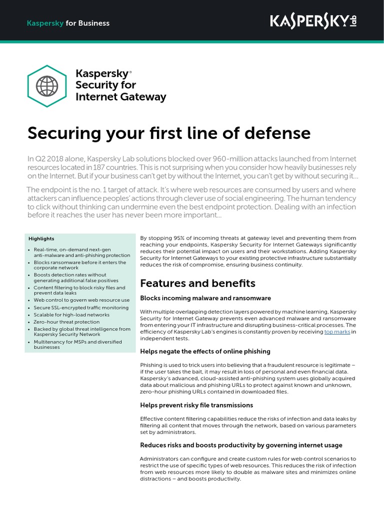 Kaspersky Security For Gateway Datasheet 0918 EN GLB PDF Phishing