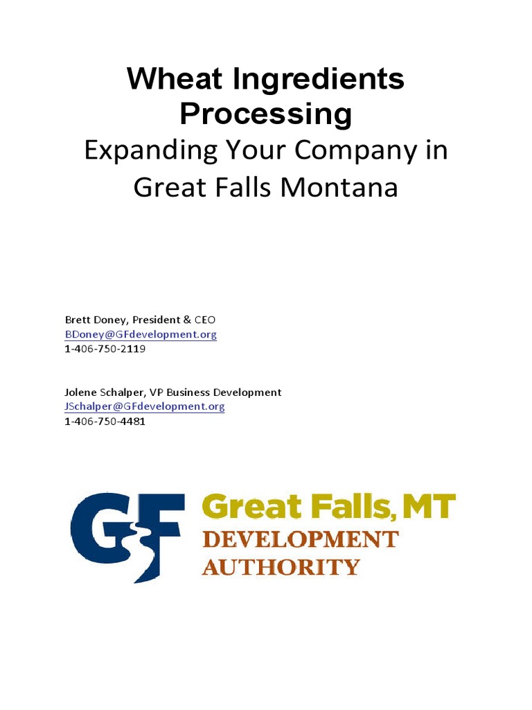 Business Case For Wheat Ingredient Processing in Great Falls Montana