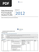 Data Dictionary Post Graduate Student Profile: January 24