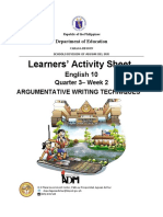 Learners' Activity Sheet: English 10