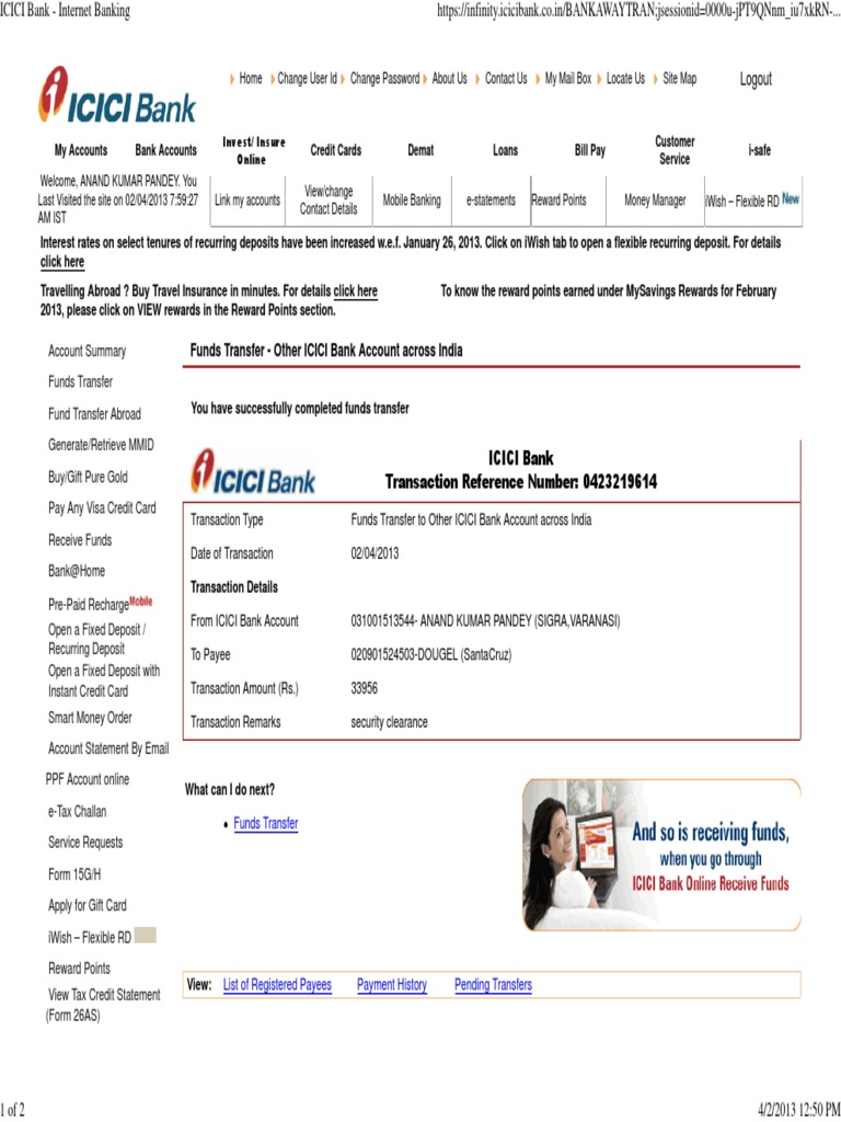 Bank Transfer Statement PDF Banks Credit Card