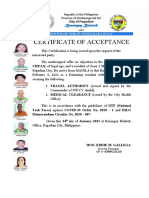 Certificate of Acceptance: CHUAN, of Legal Age, and A Resident of Zone 3 Mahigalaon, Bulatok