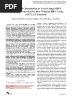 Design and Optimisation of Solar Using MPPT Algorithm For HEV Using Matlab Simulink