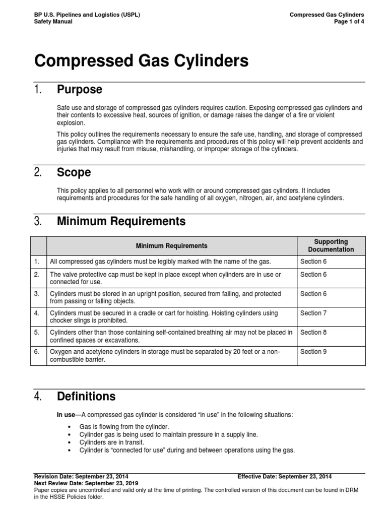 Compressed Gas Cylinders Harmonized Policy PDF Valve Chemistry
