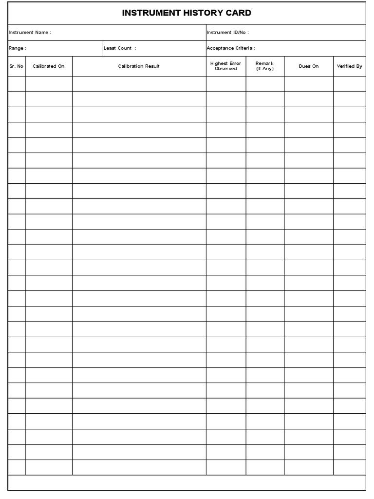 Instrument History Card PDF