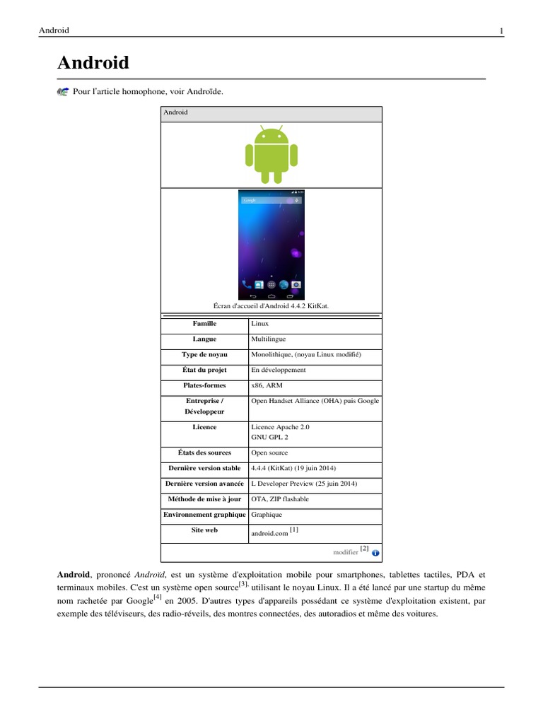 Android Wikipedia-Fr | PDF | Android (Système d'exploitation) | jeu de ...