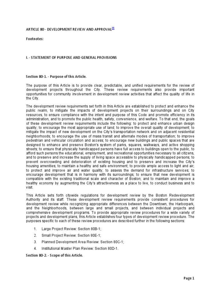 Boston Zoning Code Article 80 (Development Review and Approval) PDF