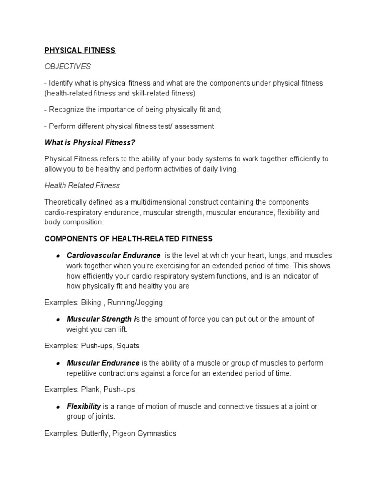 Components of Physical Fitness Explained | PDF | Physical Fitness | Muscle