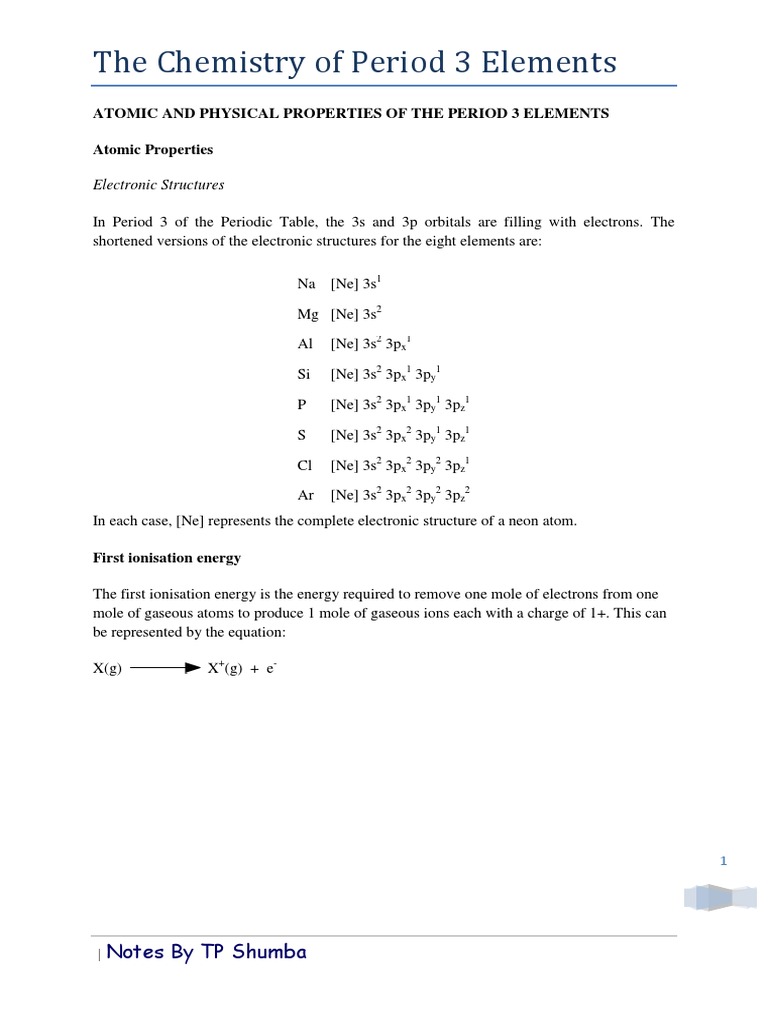 Period 3 Elements | PDF | Oxide | Hydroxide