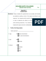 Golden Gate Colleges: Appendix A Questionnaire Directions