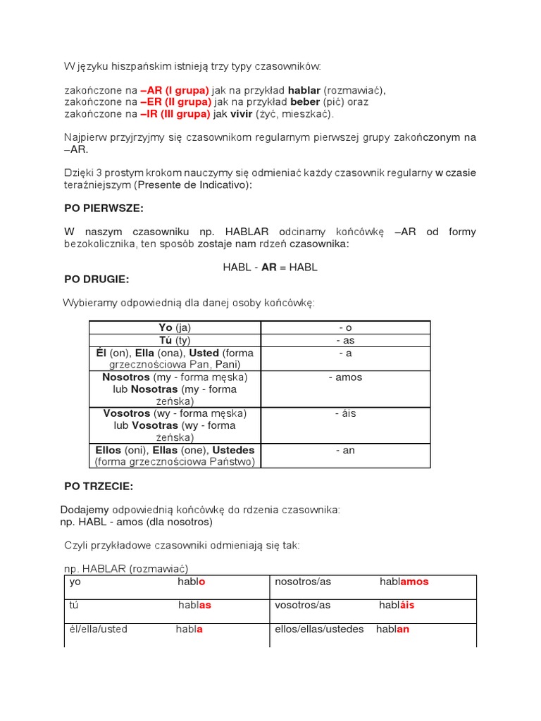 Odmiana Czasownika W Czasie Przyszłym Odmiana Czasownikow Regularnych W Czasie Terazniejszym - Teoria I