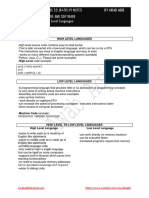 GCSE CS (2210) / IGCSE CS (0478) P1 NOTES Chapter 1.3: Hardware and Software 1.3.7 High Level & Low Level Languages