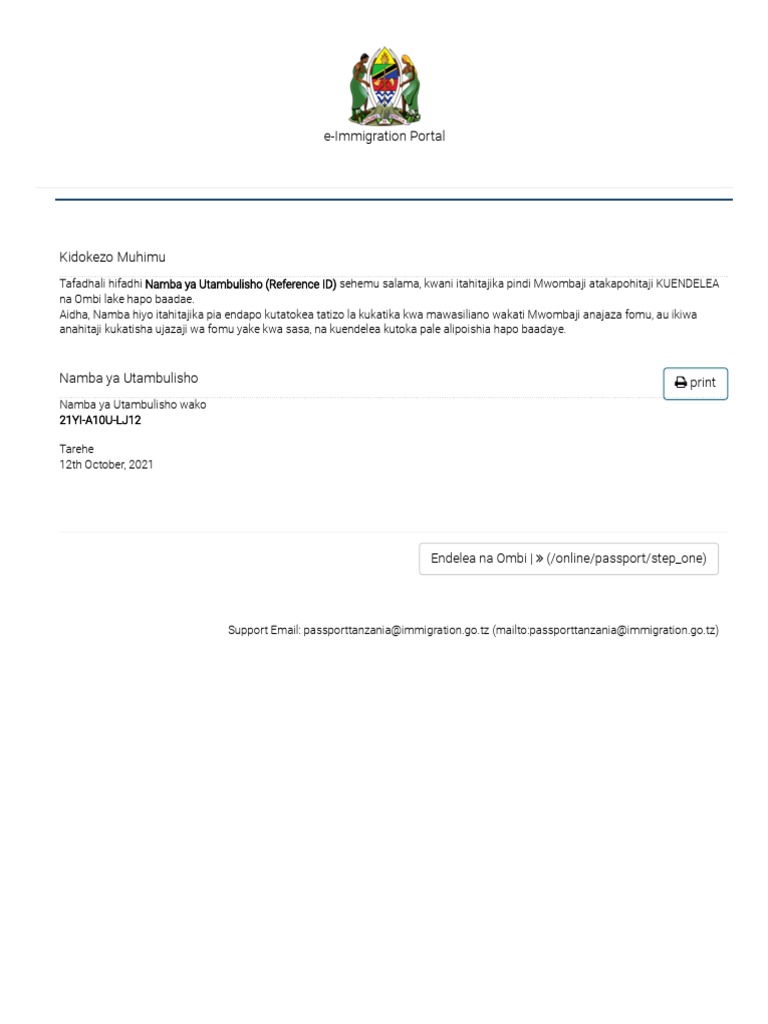 Tanzania Passport Application PDF
