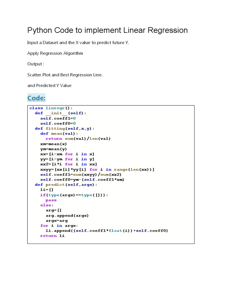 Python Code To Implement Linear Regression | PDF